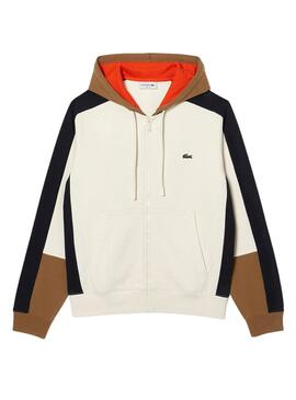 Sudadera Lacoste Color Block Blanco Hombre