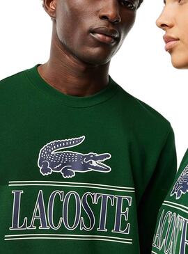 Sudadera Lacoste Bandera 3D Verde Hombre Mujer