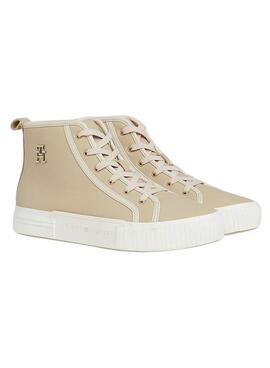 Zapatillas Tommy Hilfiger TH Leather Beige Mujer