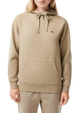 Sudadera Lacoste Lion Beige Para Mujer