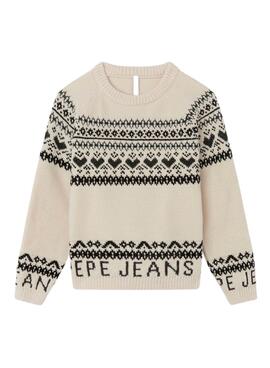 Jersey Pepe Jeans Rosalia Jacquard Beige Para Niña