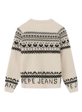 Jersey Pepe Jeans Rosalia Jacquard Beige Para Niña