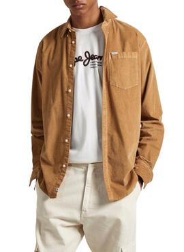 Camisa Pepe Jeans Coleford Pana Camel Para Hombre