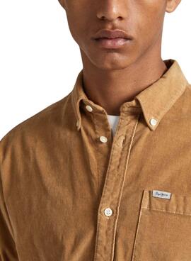 Camisa Pepe Jeans Coleford Pana Camel Para Hombre