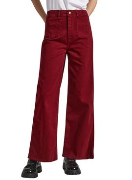 Pantalones Pepe Jeans Lexa Crop Granate Para Mujer