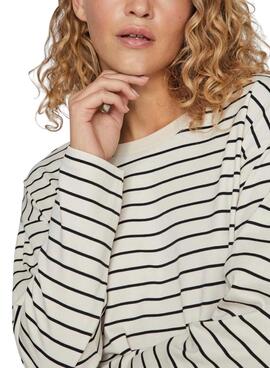 Camiseta Vila Visiny Open Rayas Blanco Para Mujer