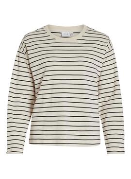 Camiseta Vila Visiny Open Rayas Blanco Para Mujer