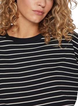 Camiseta Vila Visiny Open Rayas Negro Para Mujer