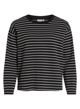 Camiseta Vila Visiny Open Rayas Negro Para Mujer