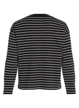 Camiseta Vila Visiny Open Rayas Negro Para Mujer