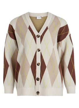 Cardigan Vila Viargie V Neck Beige Para Mujer