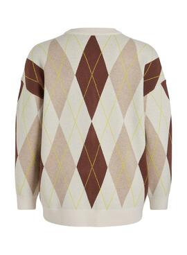 Cardigan Vila Viargie V Neck Beige Para Mujer