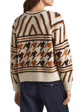 Jersey Pepe Jeans Deanna Jacquard Beige Para Mujer