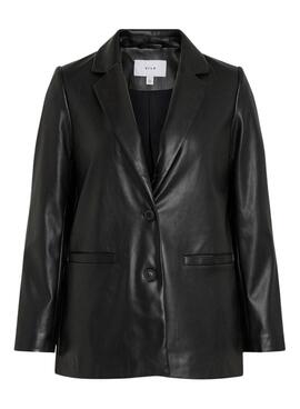 Blazer Vila Vinille Coated Negro Para Mujer