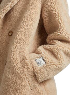 Abrigo Pepe Jeans Ruby Borreguito Beige Para Mujer