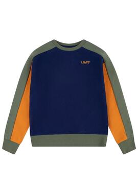 Sudadera Levis Logo Colorblock Crew Marino Niño