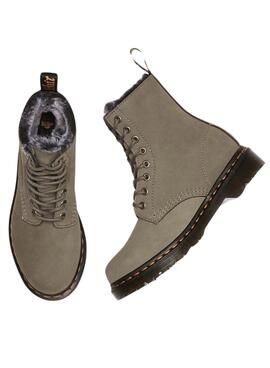 Botas Dr Martens 1460 Serena Piel Gris Para Mujer