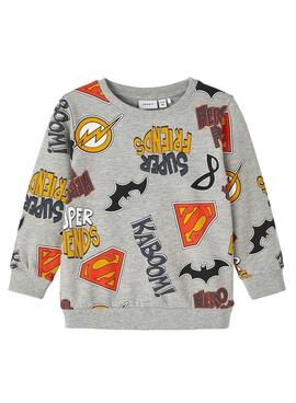 Sudadera Name It Solo Superfriends Gris Para Niño