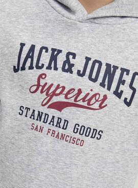 Sudadera Jack And Jones Logo Sweat Gris Para Niño