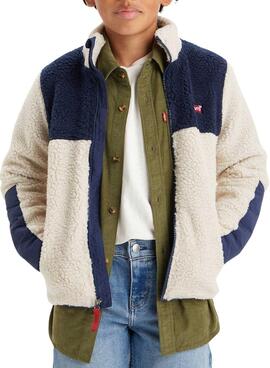 Chaqueta Levis Sherpa Marino Blanco Para Niño