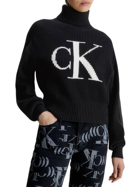 Jersey Negro de Punto, Calvin Klein, Mujer