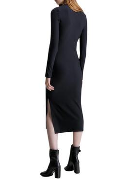 Vestido Calvin Klein Jeans Tab Rib Negro Mujer