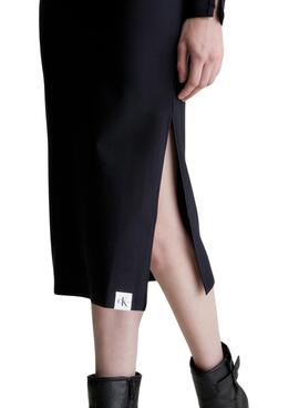 Vestido Calvin Klein Jeans Tab Rib Negro Mujer