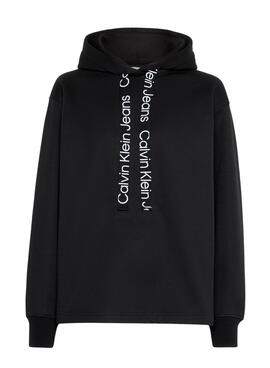 Sudadera Calvin Klein Logo Drawcord Capucha Negro