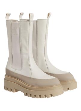 Botas Calvin Klein Chelsea Flatform Beige Mujer