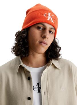 Gorro Calvin Klein Jeans Monologo Punto Naranja