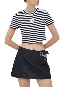 Camiseta Calvin Klein Jeans Striped Negro Mujer