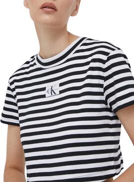 Camiseta Calvin Klein Jeans Striped Negro Mujer