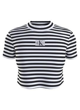 Camiseta Calvin Klein Jeans Striped Negro Mujer