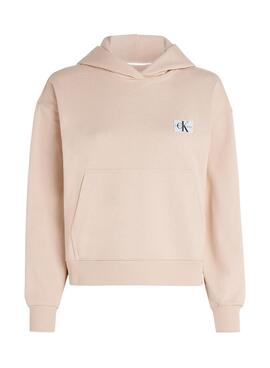 Sudadera Calvin Klein Jeans Woven Label Beige