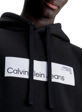 Sudadera Calvin Klein Jeans Hyper Real Box Negro