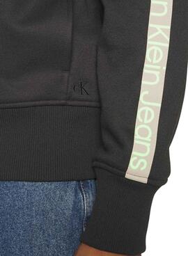 Sudadera Calvin Klein Jeans Logo Tape Zip Negro