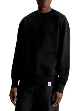 Sudadera Calvin Klein Jeans Woven Tab Crew Negro