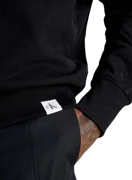 Sudadera Calvin Klein Jeans Woven Tab Crew Negro