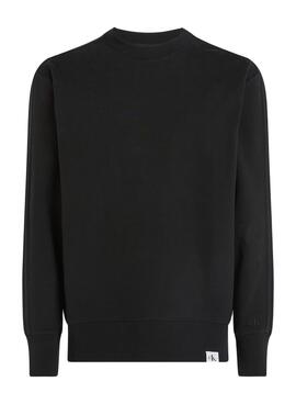 Sudadera Calvin Klein Jeans Woven Tab Crew Negro