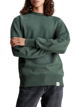 Sudadera Calvin Klein Jeans Woven Tab Crew Verde