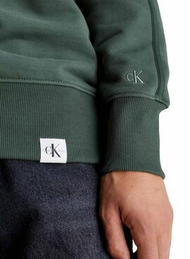 Sudadera Calvin Klein Jeans Woven Tab Crew Verde