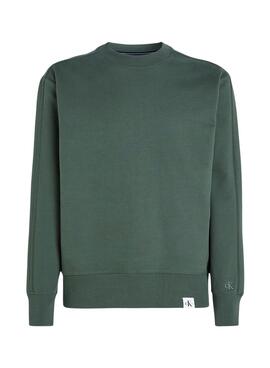 Sudadera Calvin Klein Jeans Woven Tab Crew Verde