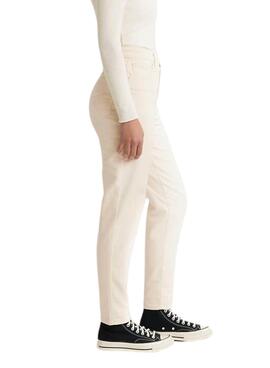 Pantalón Levis High Waist Mom Beige Mujer