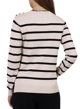 Jersey Naf Naf Rayas 3 botones Beige Para Mujer