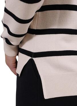 Jersey Naf Naf Rayas 3 botones Beige Para Mujer