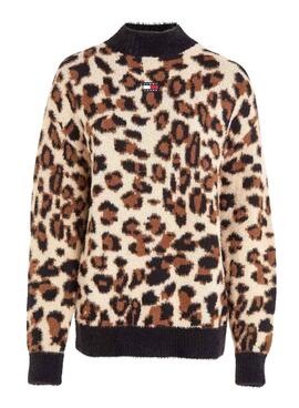 Jersey Tommy Jeans Cuello Perkins Leopardo Mujer