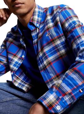 Camisa Tommy Jeans Relaxed Check Azul Hombre