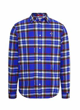 Camisa Tommy Jeans Relaxed Check Azul Hombre