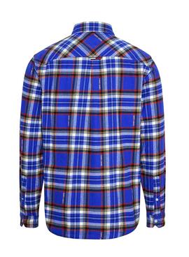 Camisa Tommy Jeans Relaxed Check Azul Hombre