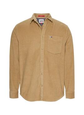 Camisa Tommy Jeans Corduroy Camel Para Hombre